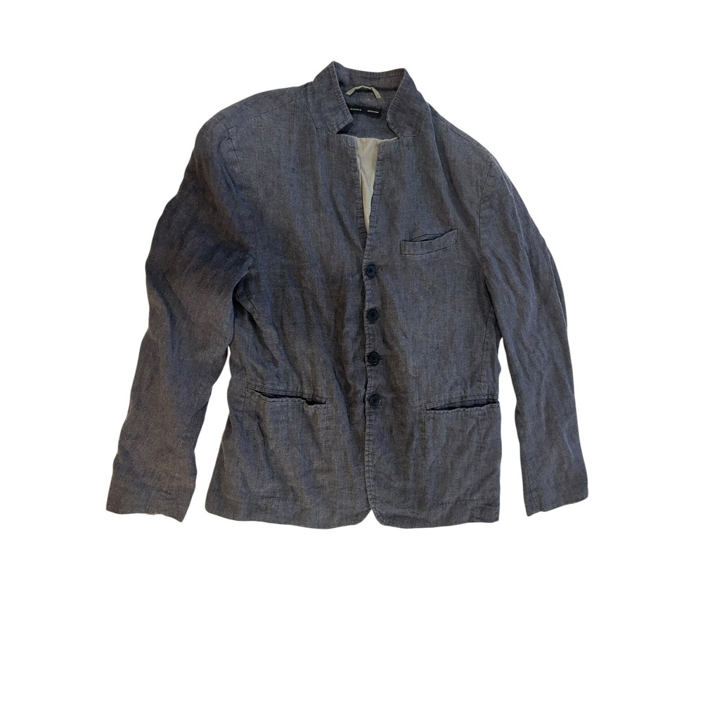Grey Linen Blend Two Button Blazer Jacket Mens Size 42 Casual Sport Coat